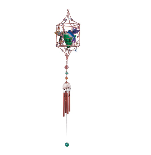Copper & Gem Candleholder Hummingbird Chime, 33"L GS99900 Copper & Gem Candleholder Hummingbird Chime, 33"L GS99900