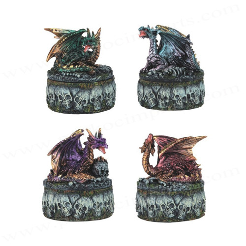 Dragon Skull Trinket Box Set of Four 3"W GS71477 Dragon Skull Trinket Box Set of Four 3"W GS71477