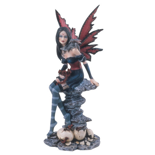Fairy With Dragon Hatchlings, Black & Red 10 1/4"H GS91321 Fairy With Dragon Hatchlings, Black & Red 10 1/4"H GS91321