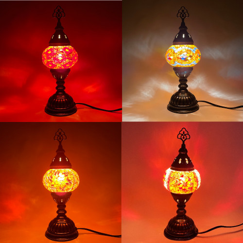 Turkish Mosaic Table Lamp - 4''x11.5" - MB1 - 1 Count Assorted Orange Hue