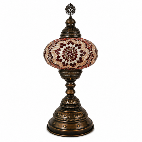 Turkish Mosaic Table Lamp -  9"x22" - MB4 - Red