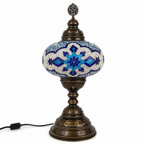 Turkish Mosaic Table Lamp -  9"x22" - MB4 - Turquoise