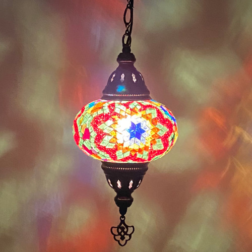 Turkish Mosaic Lantern Hanging Single Chain B3S - 6"x24" - B3S