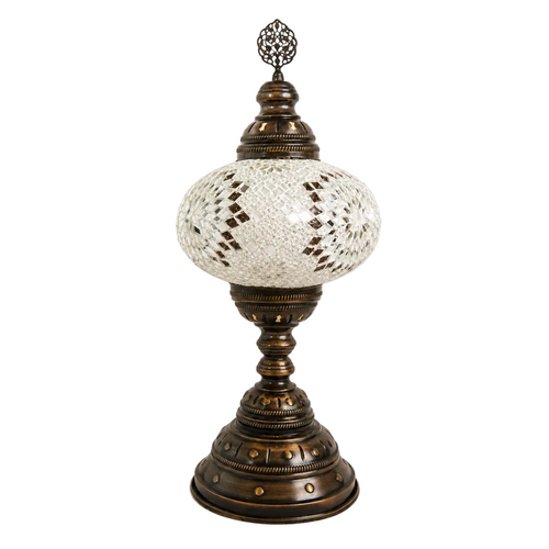 Turkish Mosaic Table Lamp -  9"x22" - MB4 - White