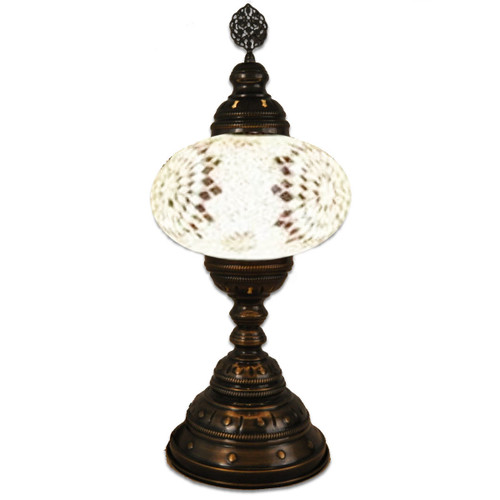 Turkish Mosaic Table Lamp -  9"x22" - MB4 - White