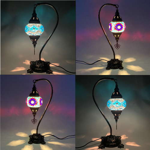 Turkish Mosaic Camel Neck Lamp - 8.5"x16.25" - DB1 - 1 Count Assorted Turquoise Hue