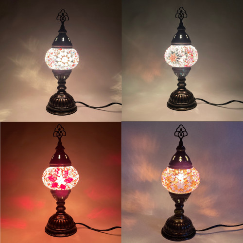 Turkish Mosaic Table Lamp - 4''x11.5" - MB1 - 1 Count Assorted Purple and Pink Hue