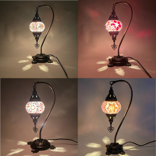 Turkish Mosaic Camel Neck Lamp - 8.5"x16.25" - DB1 - 1 Count Assorted Purple & Pink Hue