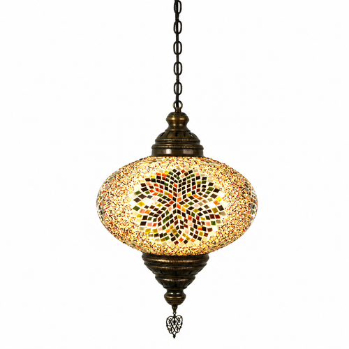 Turkish Mosaic Lantern Hanging Single Chain B5S - 14.5"x33" - B5S