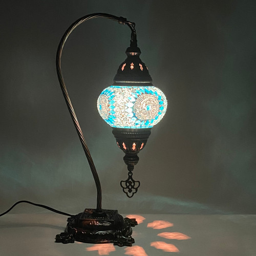 Turkish Mosaic Camel Neck Lamp  - 8.75"x16.25" - DB2 - Turquoise