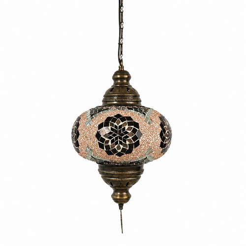 Turkish Mosaic Lantern Hanging Single Chain B4S - 9"x28" - B4S - Purple