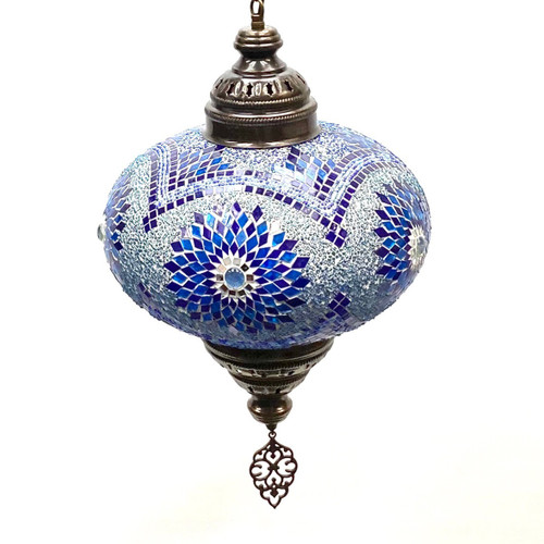Turkish Mosaic Lantern Hanging Single Chain B5S - 14.5"x33" - B5S - Royal Blue Turkish Mosaic Lantern Hanging Single Chain B5S - 14.5"x33" - B5S - Royal Blue