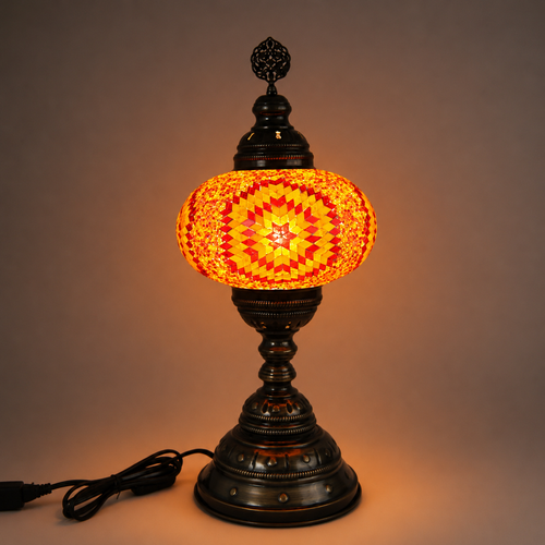 Turkish Mosaic Table Lamp -  9"x22" - MB4 - Orange