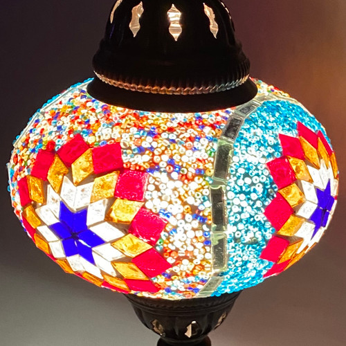 Turkish Mosaic Table Lamp - 6"x14.5" - MB3 Rainbow