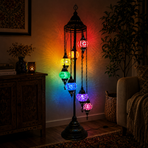 Turkish Mosaic Table Lamp - 7 Bulbs - 16"x58"