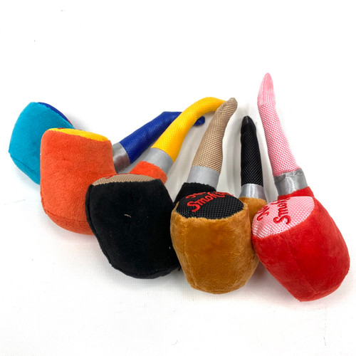 No Smoking Stuffed Pipe Plush 7" Dog Toy w/ Squeaker 1 Count Assorted Color No Smoking Stuffed Pipe Plush 7" Dog Toy w/ Squeaker 1 Count Assorted Color