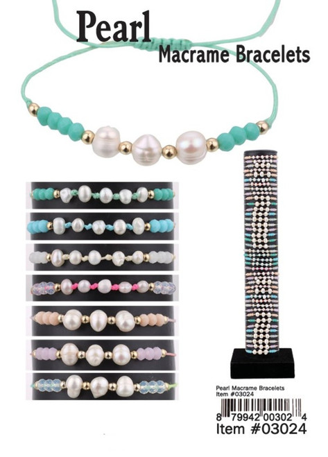 Pearl Macrame Bracelets Assorted Pearl Macrame Bracelets Assorted