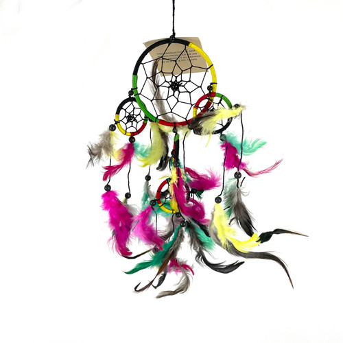 "Baby Dreamcatchers All The Way Down Mon" 4 3/4" Rasta Dreamcatcher "Baby Dreamcatchers All The Way Down Mon" 4 3/4" Rasta Dreamcatcher
