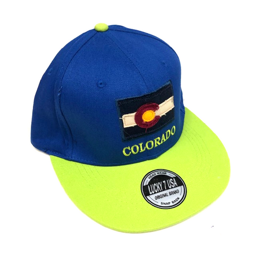 Colorado Flag Adjustable Flat Brim Baseball Hat (BLUE & GREEN) Colorado Flag Adjustable Flat Brim Baseball Hat (BLUE & GREEN)