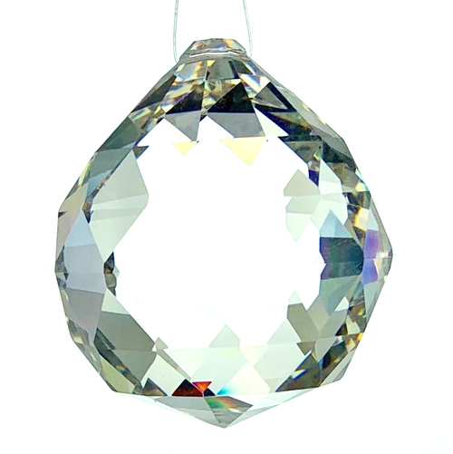 30mm Leaded Hanging Crystal Ball – Faceted Glass Suncatcher Prism with Hole