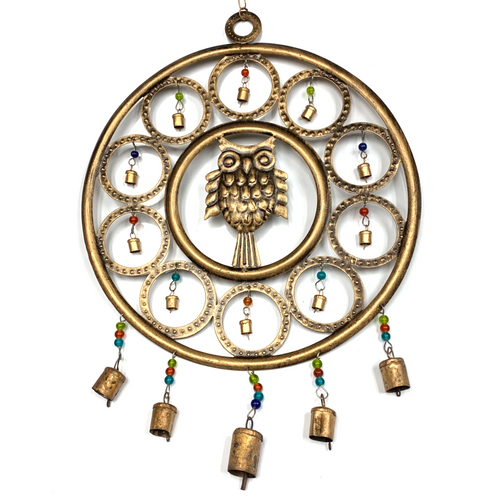 Iron Owl With Rings Wind Chime IN10670 by Paykoc Iron Owl With Rings Wind Chime IN10670 by Paykoc