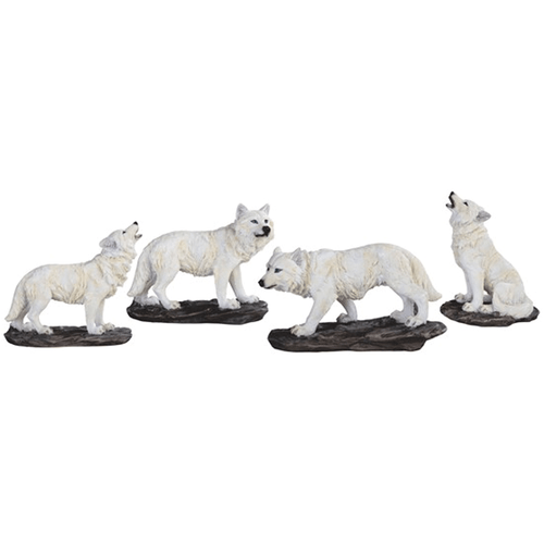 Wolf White Pack of 4 Statues Figures Mini 4" Wide+- Wolf White Pack of 4 Statues Figures Mini 4" Wide+-