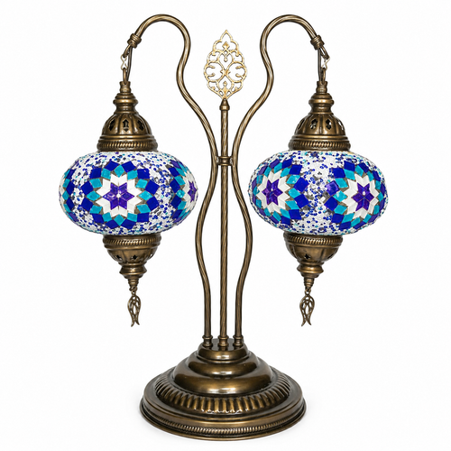 Turkish Mosaic Camel Neck Lamp - 7"x15x21" - DB3-DT-Rainbow