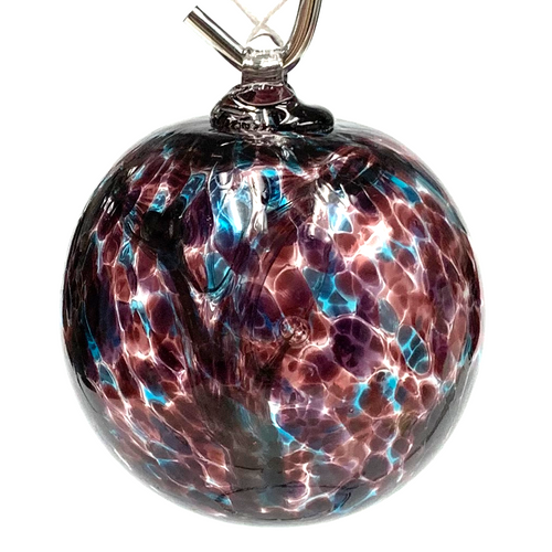 Heavy Worked Purple and Blue Oil Slick Handblown Glass Witching Ball 5"+-
