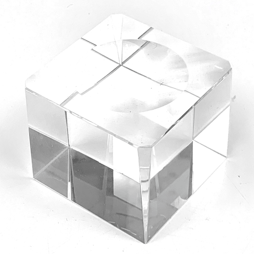 Large 2" Clear Crystal Glass Base with Divot (Sphere Display) Large 2" Clear Crystal Glass Base with Divot (Sphere Display)