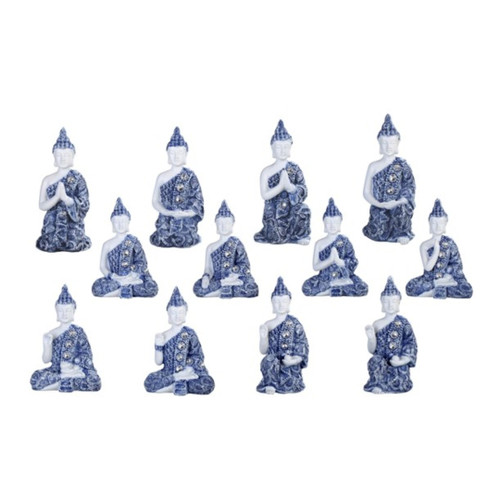 GS49469 Blue and White Mini Buddha 12 pc Set, 3 1/2" high GS49469 Blue and White Mini Buddha 12 pc Set, 3 1/2" high