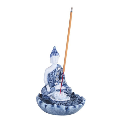 GS88256 Buddha Incense Burner in Blue/White 4 1/4" high GS88256 Buddha Incense Burner in Blue/White 4 1/4" high