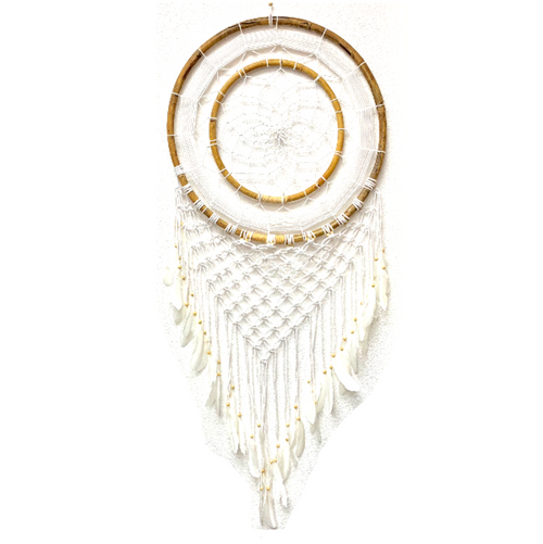 Large White Macrame Dream Catcher 19" Wide Large White Macrame Dream Catcher 19" Wide