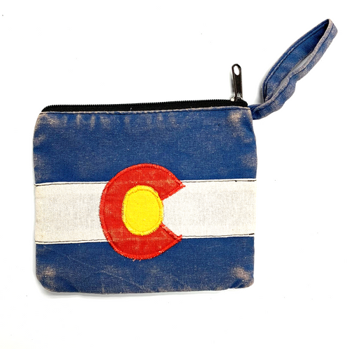 Small Bohemian Colorado Flag Coin Purse -Zippered Cotton 7 "x 6" Small Bohemian Colorado Flag Coin Purse -Zippered Cotton 7 "x 6"