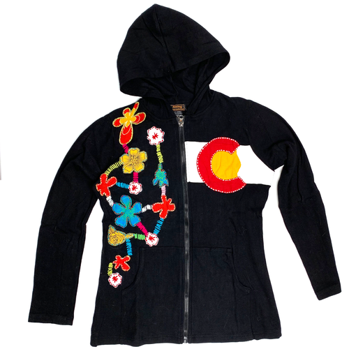 Floral Colorado Flag Cotton Zippered Hoody Floral Colorado Flag Cotton Zippered Hoody