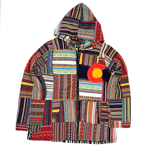 Colorado Zippered Patchwork Hoody Jacket Large Colorado Zippered Patchwork Hoody Jacket Large
