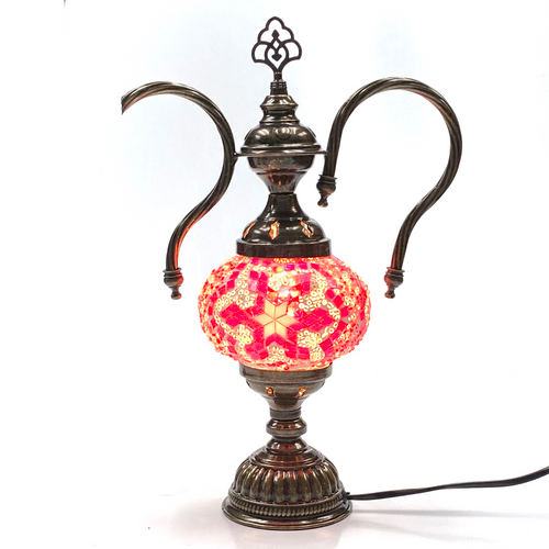 Turkish Mosaic Genie Bottle Table Lamp B1 14"x10"x6" Red - GENIB2 Turkish Mosaic Genie Bottle Table Lamp B1 14"x10"x6" Red - GENIB2