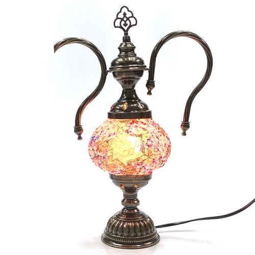 Turkish Mosaic Genie Bottle Table Lamp B1 14"x10"x6" Pink - GENIB2 Turkish Mosaic Genie Bottle Table Lamp B1 14"x10"x6" Pink - GENIB2