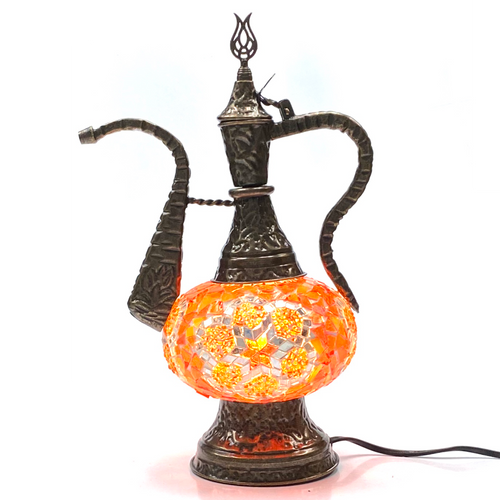 Turkish Mosaic Genie Bottle Table Lamp B1 14"x10"x6" Orange - GENIB3 Turkish Mosaic Genie Bottle Table Lamp B1 14"x10"x6" Orange - GENIB3