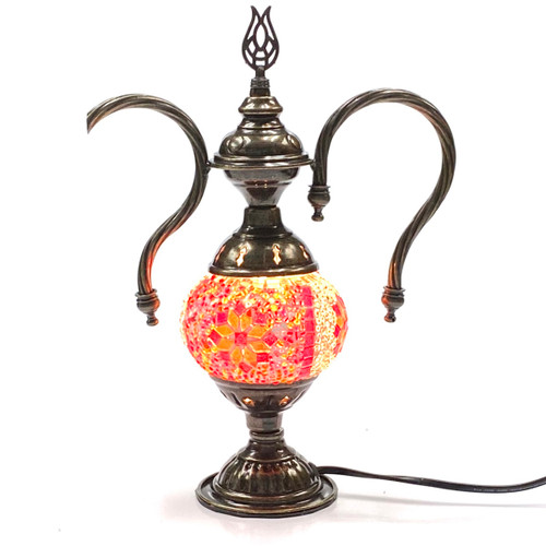 Turkish Mosaic Genie Bottle Table Lamp B1 12"x9"x5" Orange - GENIB1 Turkish Mosaic Genie Bottle Table Lamp B1 12"x9"x5" Orange - GENIB1