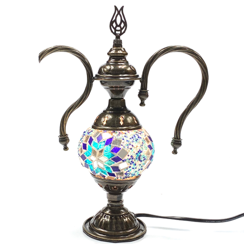 Turkish Mosaic Genie Bottle Table Lamp B1 12"x9"x5" Royal Blue - GENIB1 Turkish Mosaic Genie Bottle Table Lamp B1 12"x9"x5" Royal Blue - GENIB1