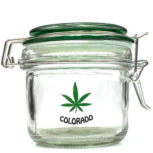 BIG SIP ON THE GO Colorado Weed Leaf Pot Glass Mason Jar With Airtight Green Lid 3.25" x 2.9" BIG SIP ON THE GO Colorado Weed Leaf Pot Glass Mason Jar With Airtight Green Lid 3.25" x 2.9"