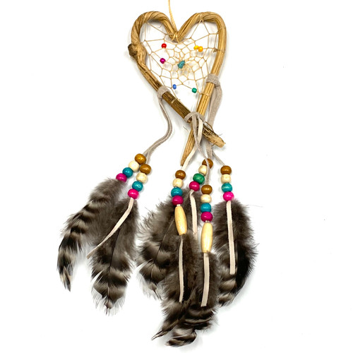Beaded Twig Heart Dream Catcher 3" X 12" +- Beaded Twig Heart Dream Catcher 3" X 12" +-