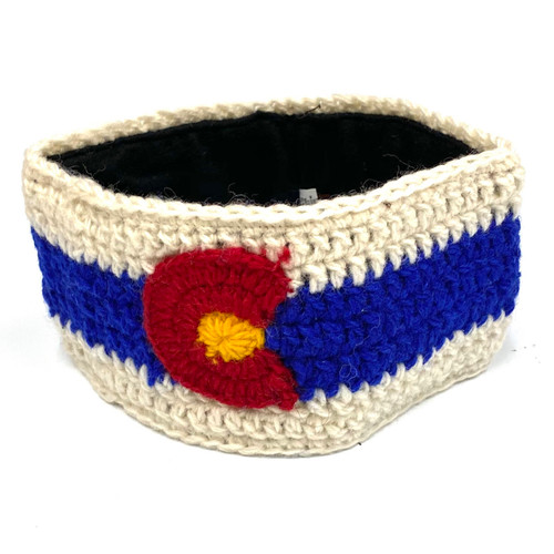 White with Blue Stripe Wool Colorado Flag Headband White with Blue Stripe Wool Colorado Flag Headband