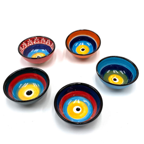 Evil Eye Bowl Hand Painted Turkish Ceramic Assorted Colors 3.3" Wide 1 Count Evil Eye Bowl Hand Painted Turkish Ceramic Assorted Colors 3.3" Wide 1 Count