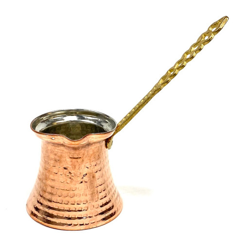Turkish Coffee Pot Cezve Copper with Nickle Lining 1 1/4 Cup Turkish Coffee Pot Cezve Copper with Nickle Lining 1 1/4 Cup