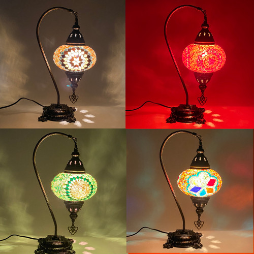 Turkish Mosaic Camel Neck Lamp - 9"x16.25" - DB3 - Assorted Colors Turkish Mosaic Camel Neck Lamp - 9"x16.25" - DB3 - Assorted Colors