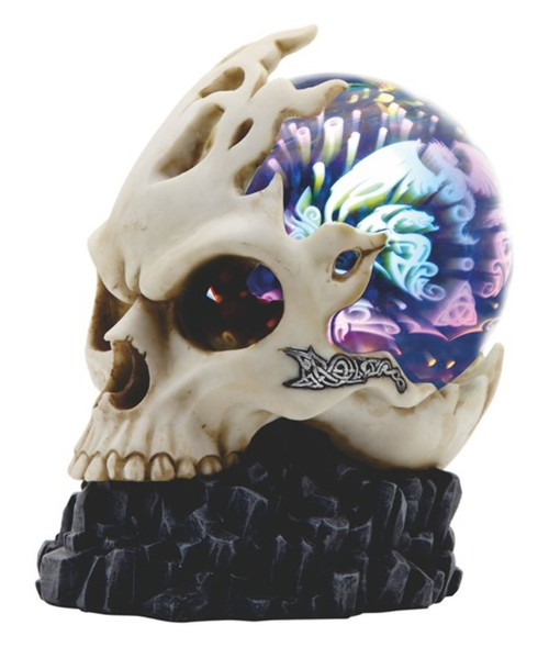 Amazing Glowing Biker Orb Skull LED AA Batteries Not Included 6 3/4"H Amazing Glowing Biker Orb Skull LED AA Batteries Not Included 6 3/4"H