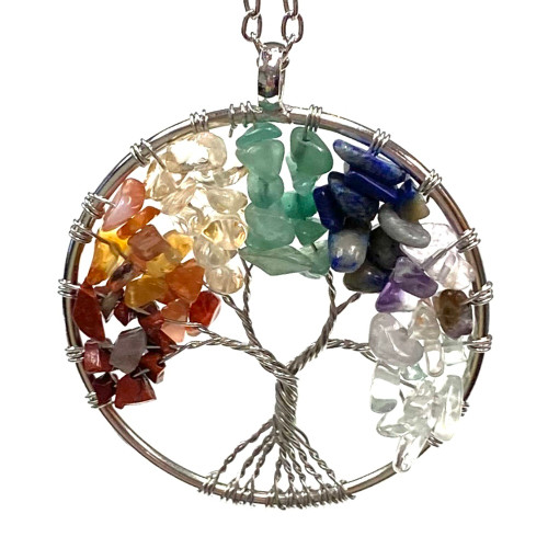 Large Tree Of Life Necklace with Semi-Precious Stones Large Tree Of Life Necklace with Semi-Precious Stones