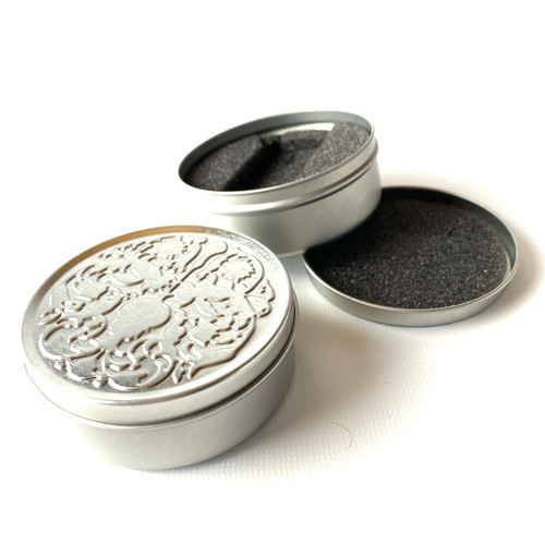 Silver Round Tin Gift Box with Foam Insert 2.75" x 1.1" 1 Count Silver Round Tin Gift Box with Foam Insert 2.75" x 1.1" 1 Count