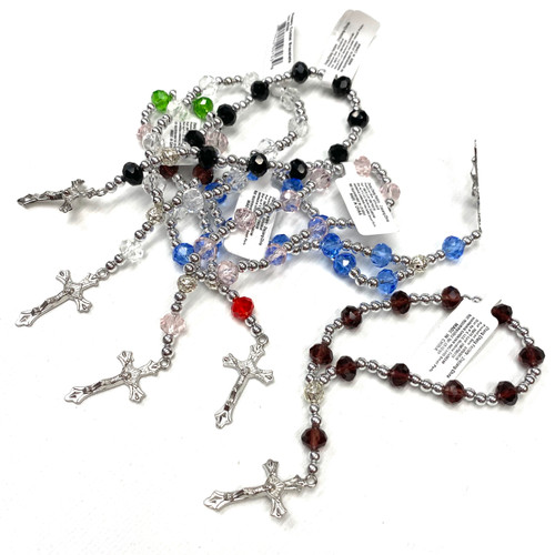 Rosary Cross Crystal Bracelet 1 Count Assorted Colors Rosary Cross Crystal Bracelet 1 Count Assorted Colors